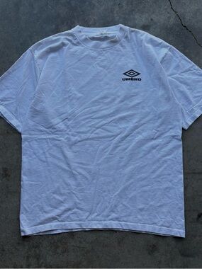 Vintage 2000 Umbro Men's White Logo Crewneck T-Shirt